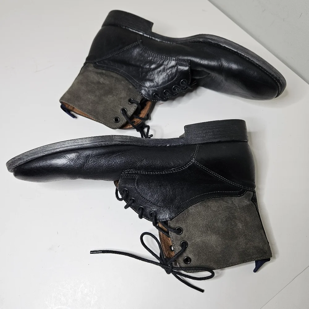 J&M Boots 1850 Black Leather & Gray Suede Men's 10.5 Steampunk